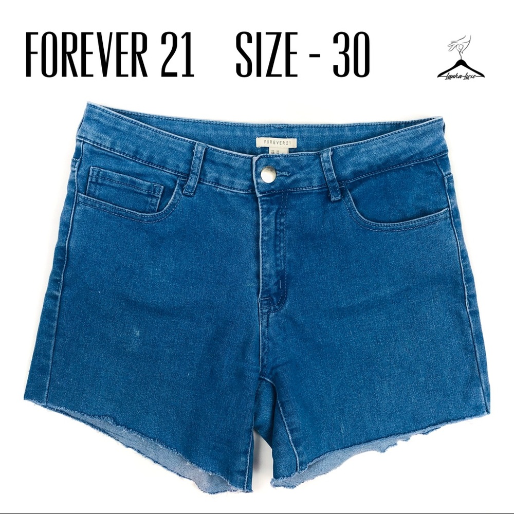 Forever 21 Blue Lightly Distressed Jean Shorts